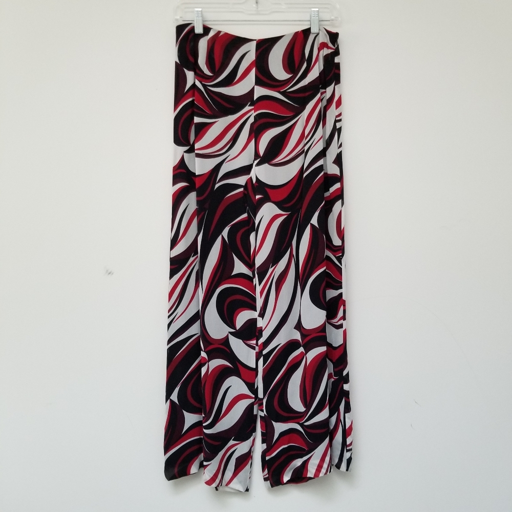 Tessuto Wide Leg Flowy Pants Black Red Size 8